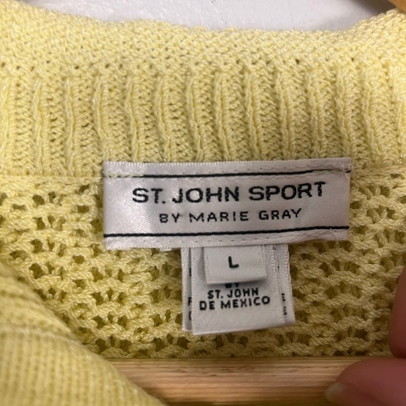Y2K St. John Sport Pastel butter Yellow Knit Zip Up Jacket Size L - Picture 3 of 8